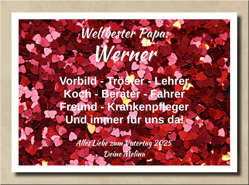 Wandbild 1000 Herzchen mit Name und Spruch zum Vatertag