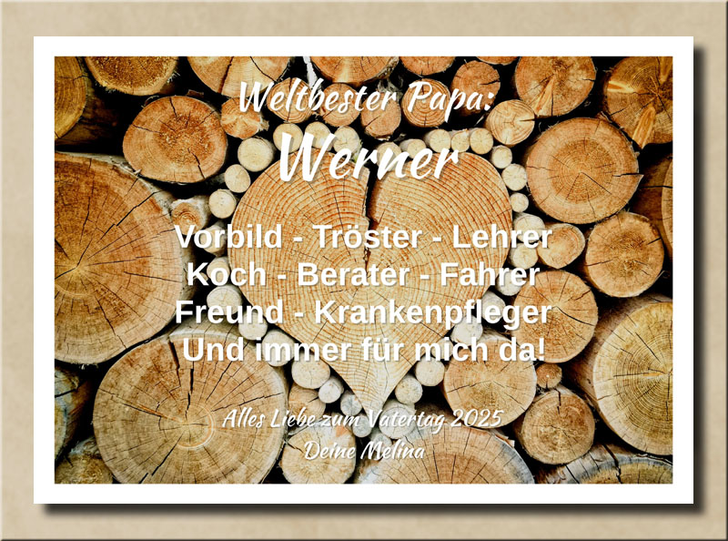 Wandbild Stammherz mit Name und Spruch zum Vatertag