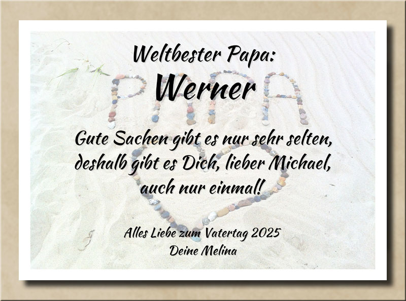 Wandbild Muschelherz mit Name und Spruch zum Vatertag