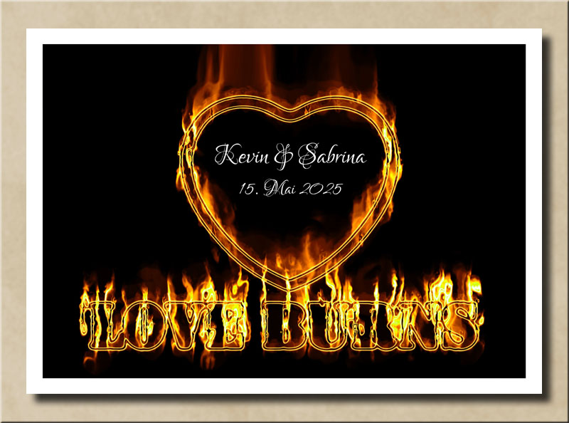 Love Burns Golden Fire Heart