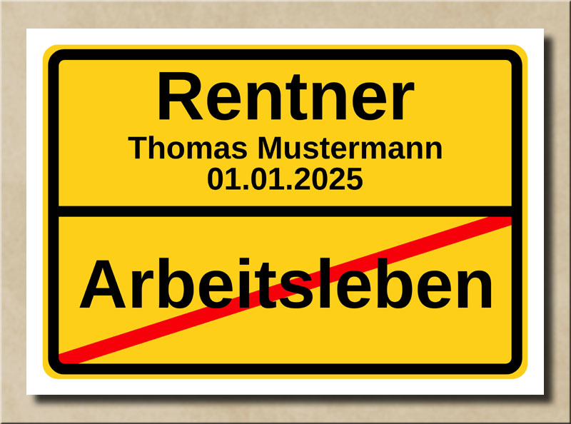 Ortstafel Arbeitsleben Rentner