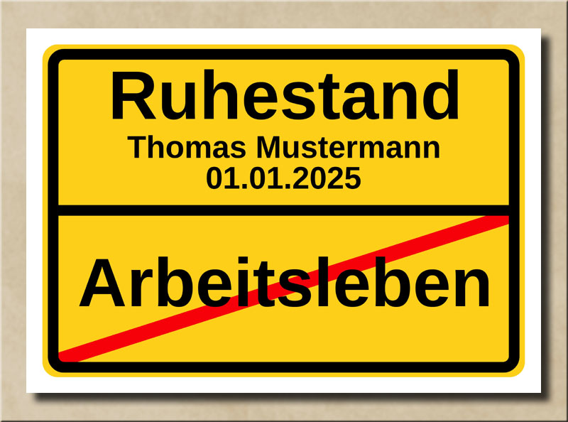 Ortstafel Arbeitsleben Ruhestand