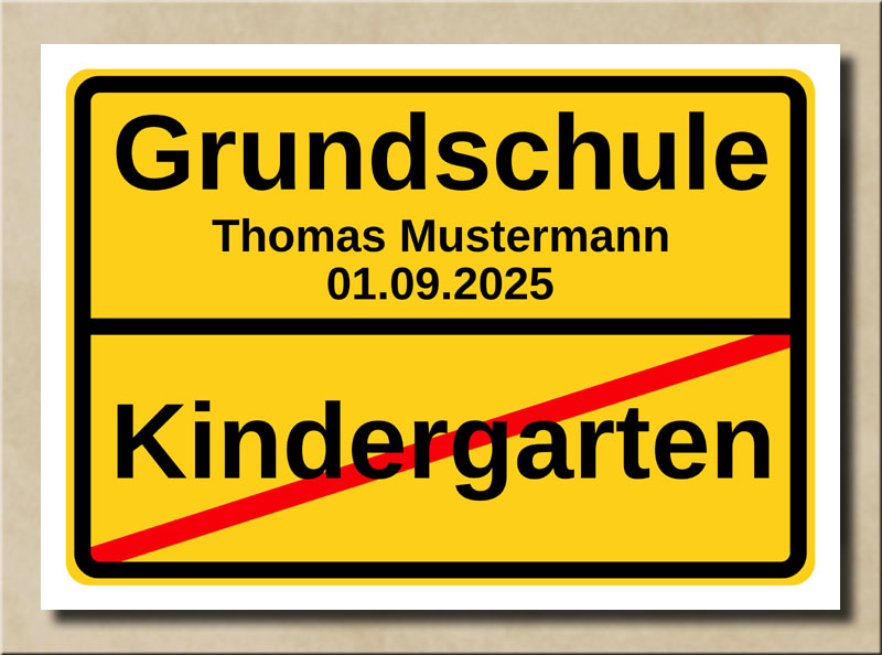 Ortstafel Grundschule zur Einschulung