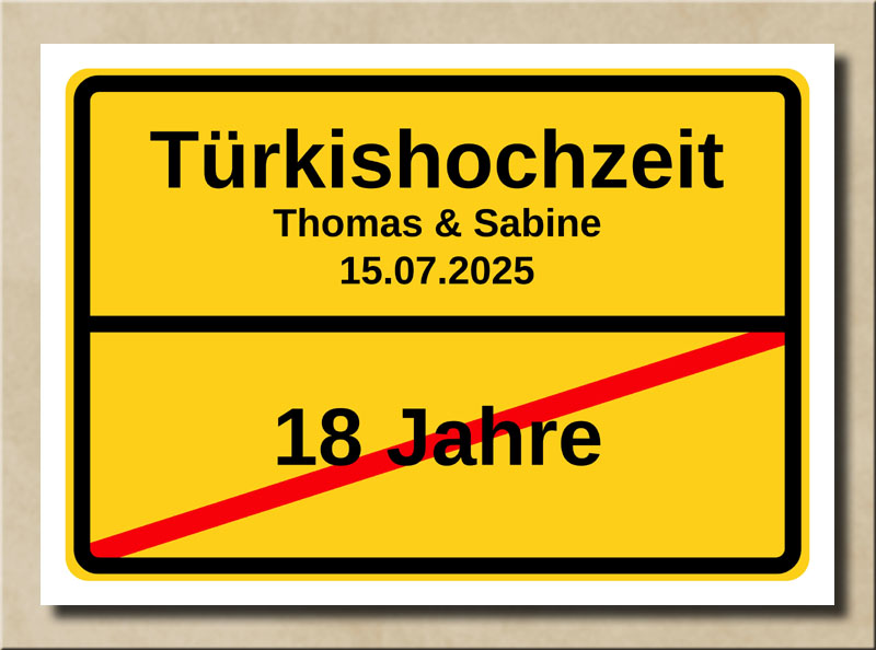 Blechschild Ortschschild 18. Geburtstag