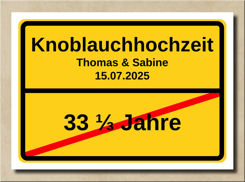 Ortsschild Knoblauchhochzeit