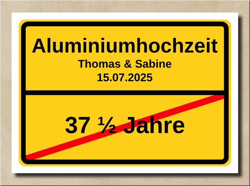 Ortsschild Aluminiumhochzeit