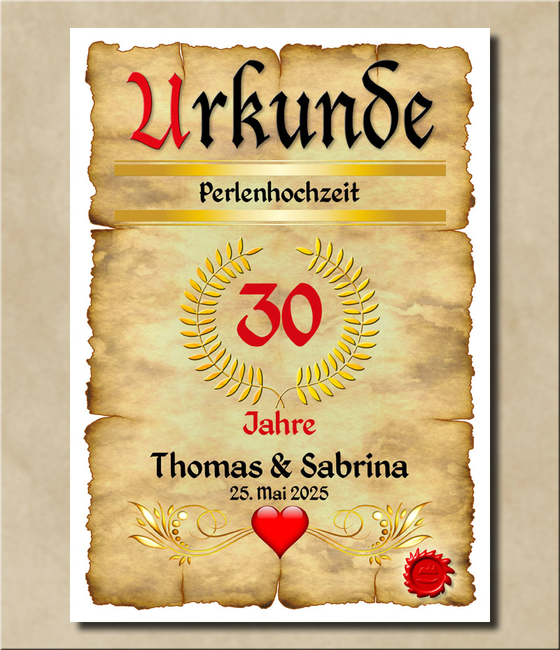 49+ Hochzeitstag sprueche 9 hochzeitstag , VorlagenStore Hochwertige Urkunde zur Perlenhochzeit 30. Hochzeitstag 30 Jahre